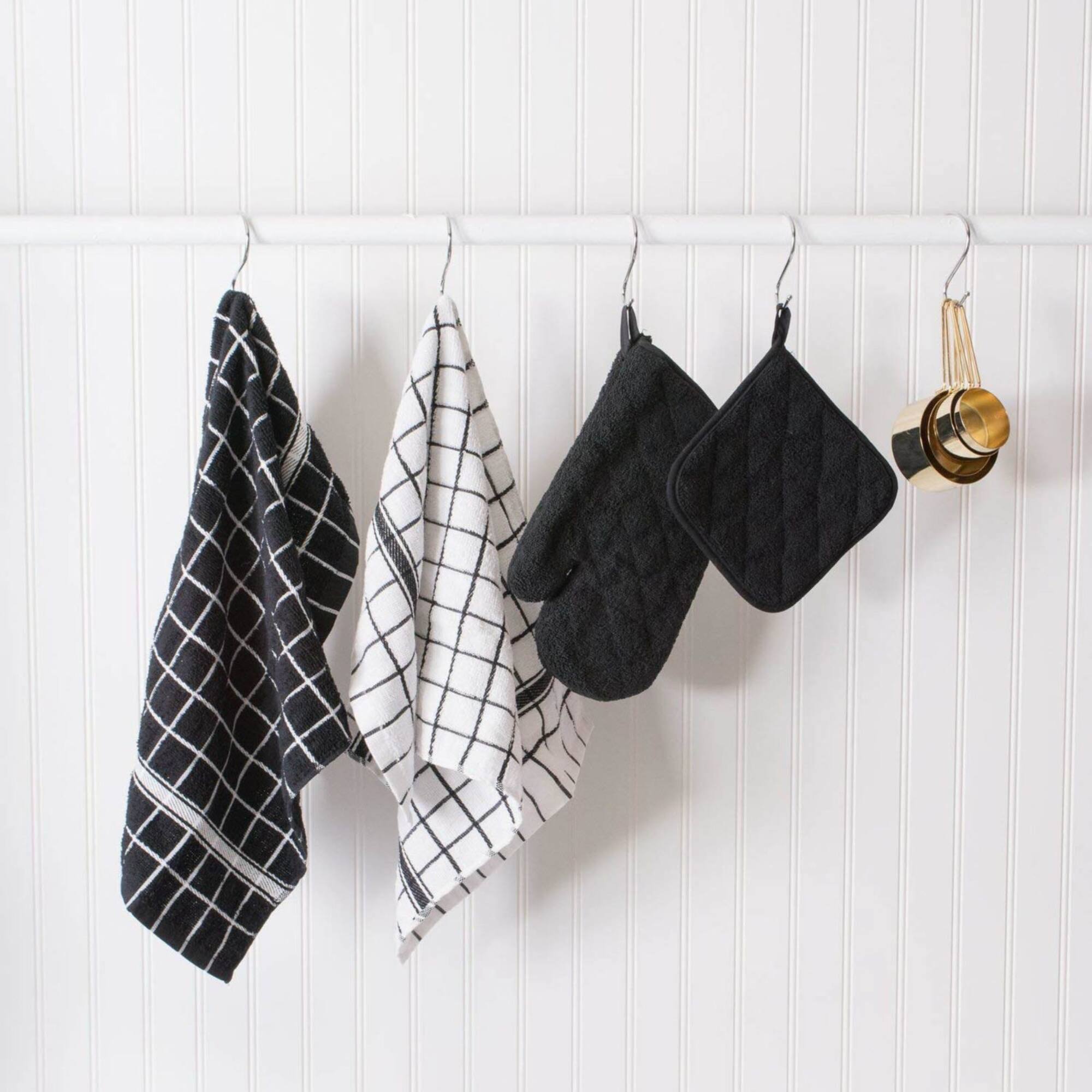 DII® Black & White Windowpane Terry Dishcloths, 6ct.